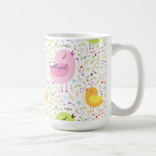 Singing Birds with Musical Notes Personalised Mug