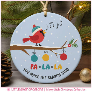 Singing Cardinal You Make the Season Sing Ceramic Ornament
