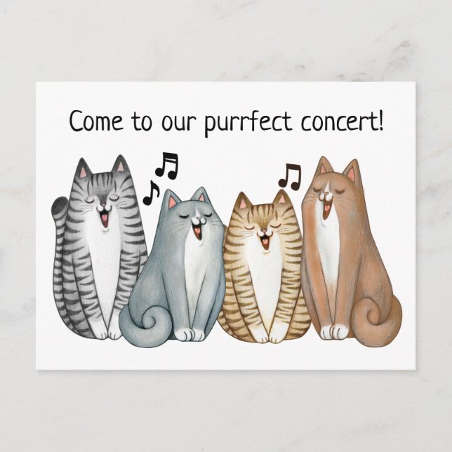 Singing Cat Quartet Concert Invitation Personalise (Front)