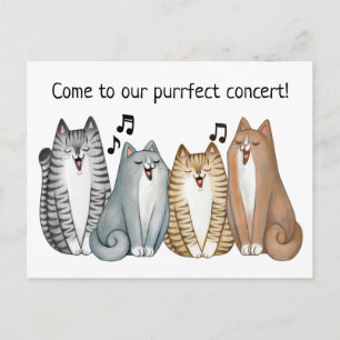 Singing Cat Quartet Concert Invitation Personalise Postcard