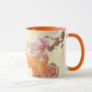 Singing Cat with Flower Basket Mug