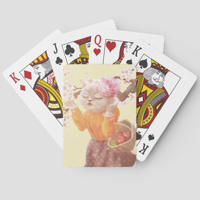Singing Cat with Flower Basket Playing Cards (Back)