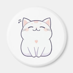 Singing Cat with Music Note Kawaii Design Magnet