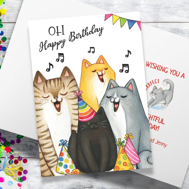 Singing Cats Birthday Card – Cute Cat Choir Card (Singing Cats Birthday Card – Cute Cat Choir Card)