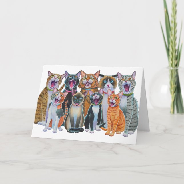 Singing Cats, Caroling Cats Card (Front)
