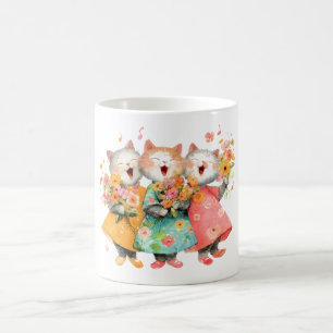 Singing Cats Holding Bouquets Coffee Mug