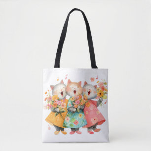 Singing Cats Holding Bouquets Tote Bag