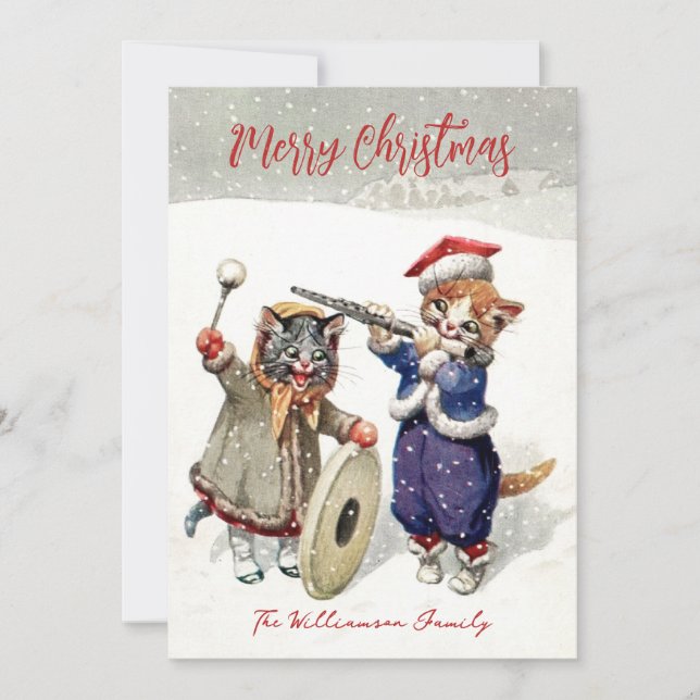 Singing Cats Jolly Whishes Christmas Holiday Card (Front)
