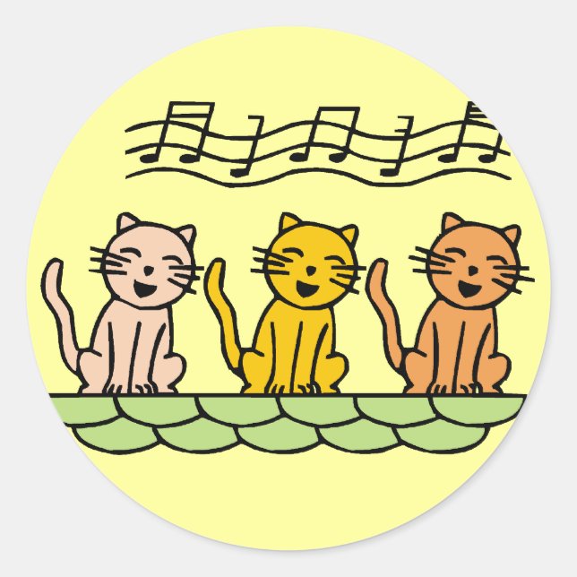 Singing Cats Tshirts and Gifts Classic Round Sticker (Front)