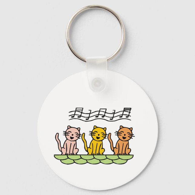 Singing Cats Tshirts and Gifts Key Ring (Front)