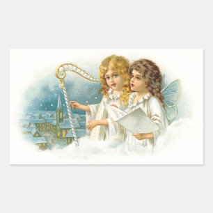 Singing Christmas Angels Rectangular Sticker