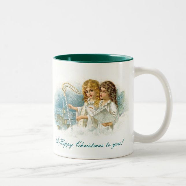 Singing Christmas Angels Two-Tone Coffee Mug (Right)