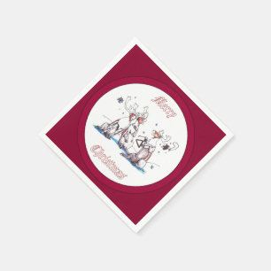 Singing Christmas Caribou Holiday Designed Napkin