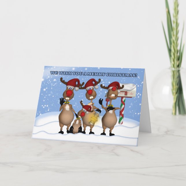 Singing Christmas Reindeer Greeting Card From All (Front)