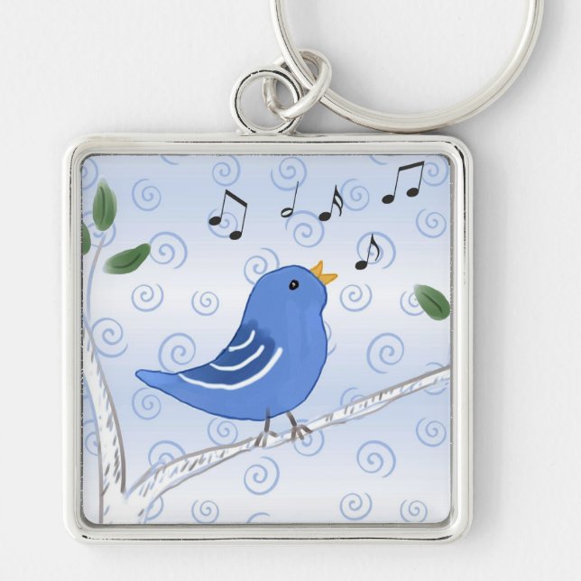Singing Cute Bluebird Keychain (Front)