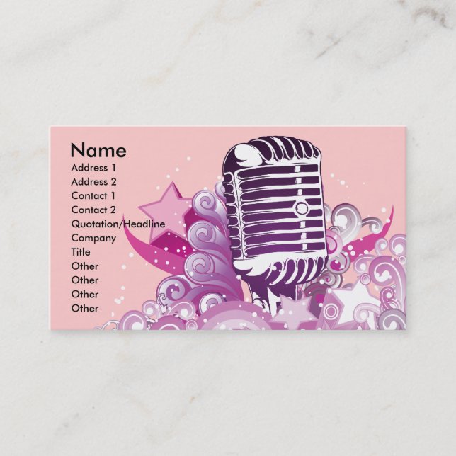 singing diva vintage microphone vector business card (Front)