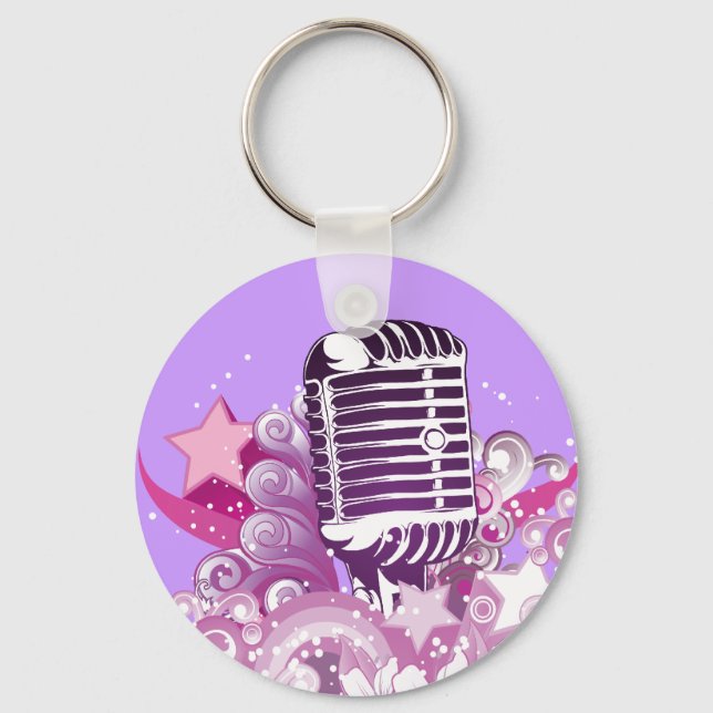 singing diva vintage microphone vector key ring (Front)