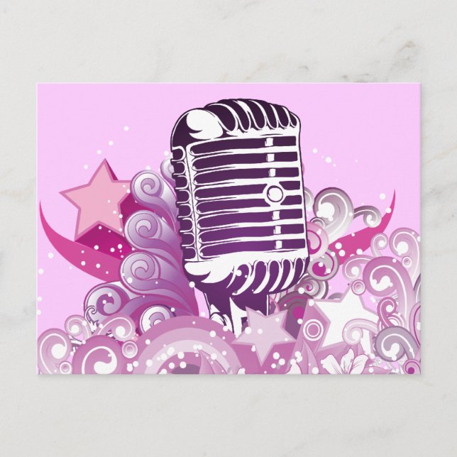 singing diva vintage microphone vector postcard (Front)