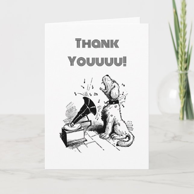Singing Dog Thank You, Custom Greeting, Cute Card (Front)