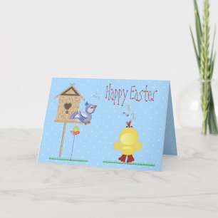 Singing Easter Chick & Bird Holiday Card
