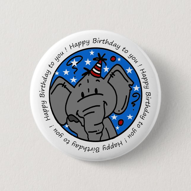 Singing Elephant Birthday Button (Front)