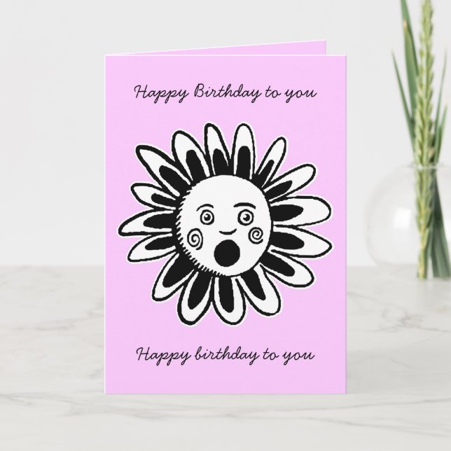 Singing Flower - Happy Birthday Song - Pink Card (Front)