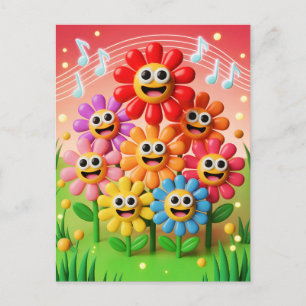 Singing Flowers Illustration with Music Notes