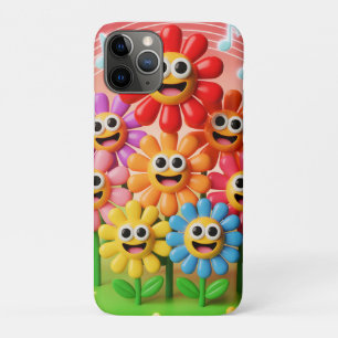 Singing Flowers Illustration with Music Notes iPhone 11 Pro Case