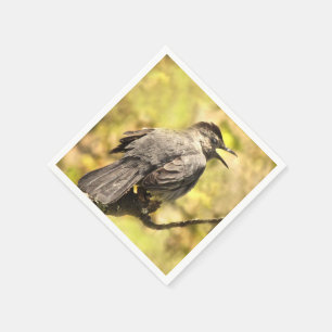 Singing Grey Catbird Paper Napkins