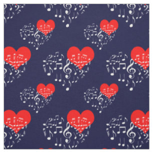 Singing Heart Pattern. White Notes, Navy Backdrop