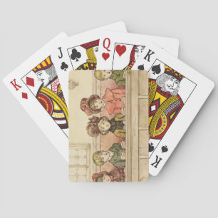 Singing in church (w/c on paper) playing cards