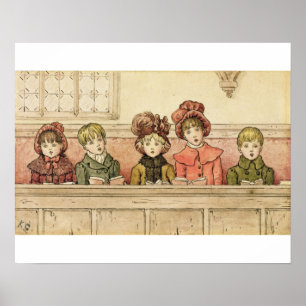 Singing in church (w/c on paper) poster