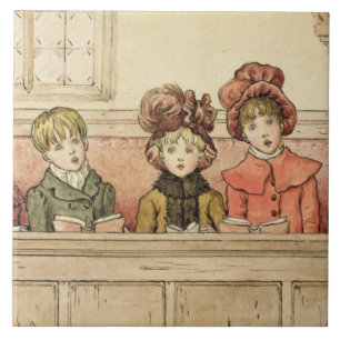 Singing in church (w/c on paper) tile
