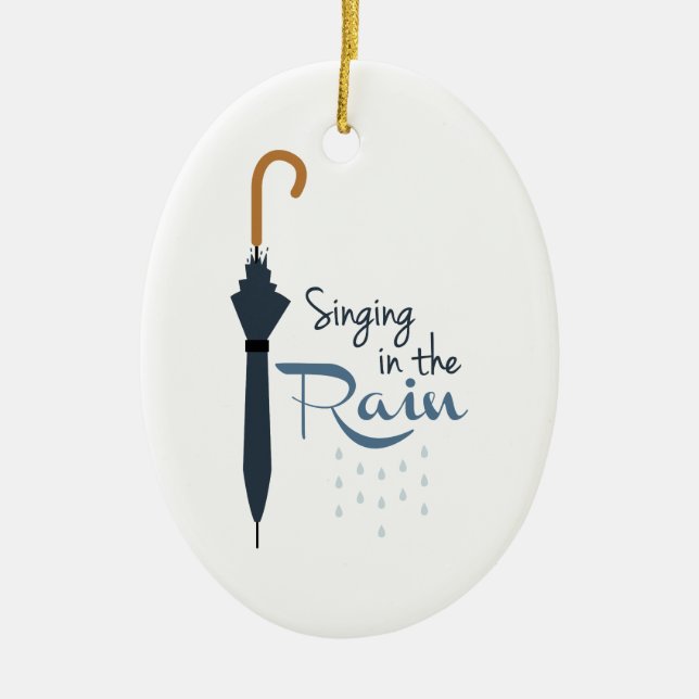 Singing in the Rain Ceramic Tree Decoration (Front)