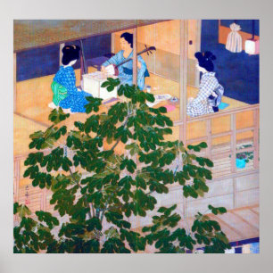 Singing Lesson Kawase Hasui 1915 Two Panel Screen  Poster