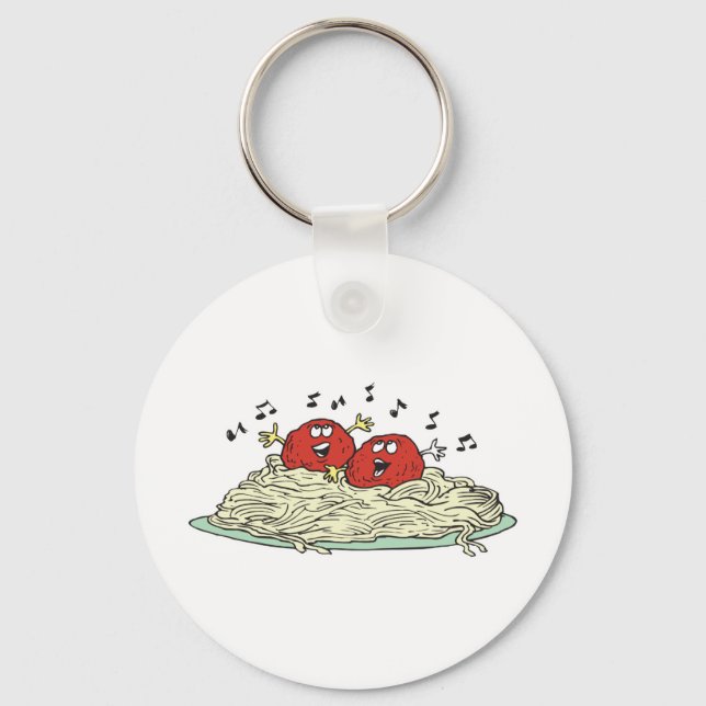 singing meatballs on spaghetti key ring (Front)