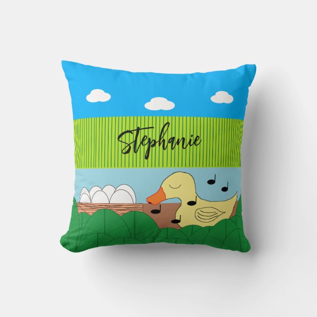 Singing Mother Duck Near Water: Cushion (Front)
