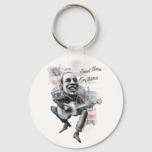 Singing Obama with flag Key Ring