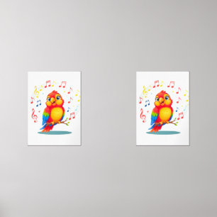 **Singing Parrot – Cute Parrot Singing Illustratio