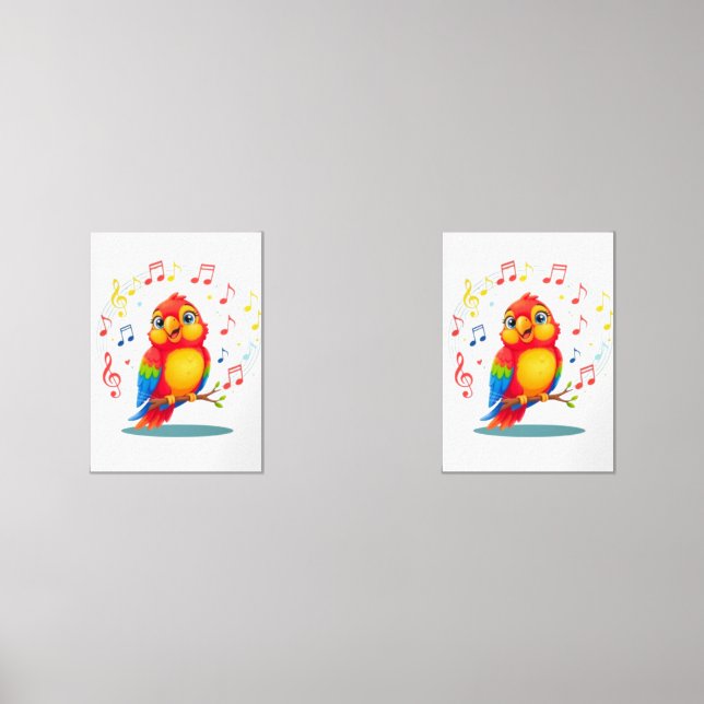 **Singing Parrot – Cute Parrot Singing Illustratio (Front)