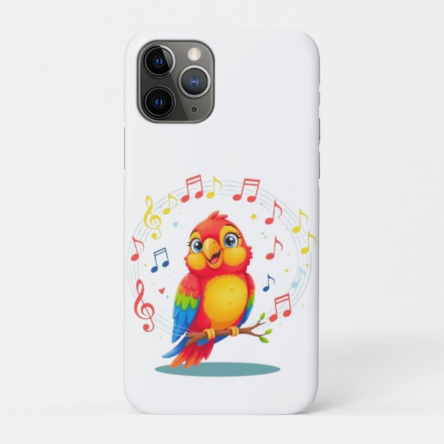 **Singing Parrot – Cute Parrot Singing Illustratio Case-Mate iPhone Case (Back)