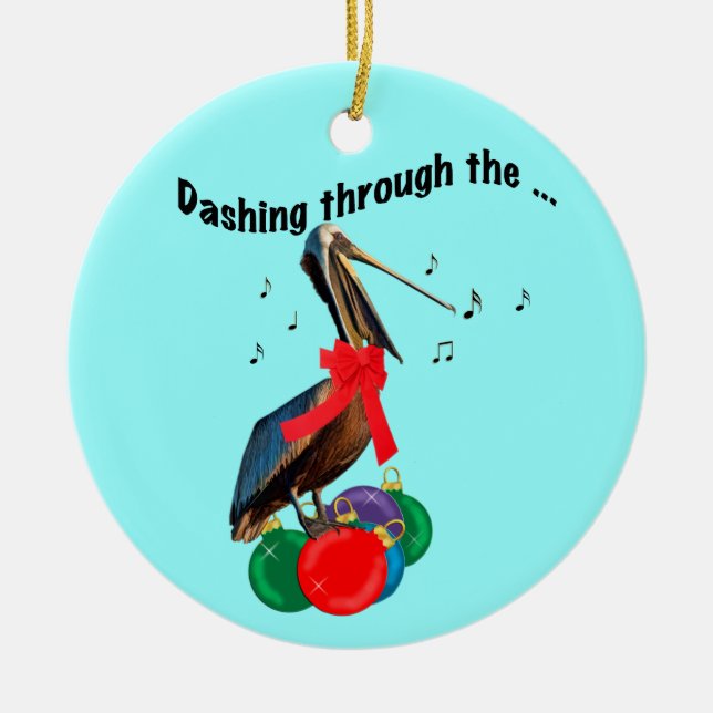 Singing Pelican Christmas Ornament (Front)