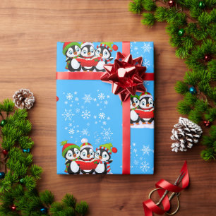 Singing Penguins Christmas Wrapping Paper