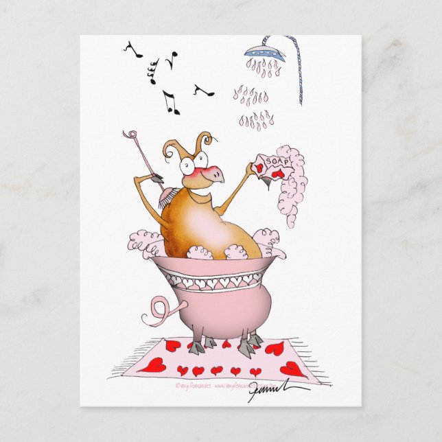 singing pig, tony fernandes postcard (Front)