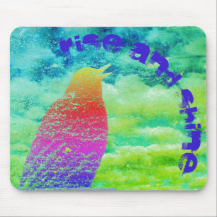 Singing Rainbow Bird with your text Mouse Pad