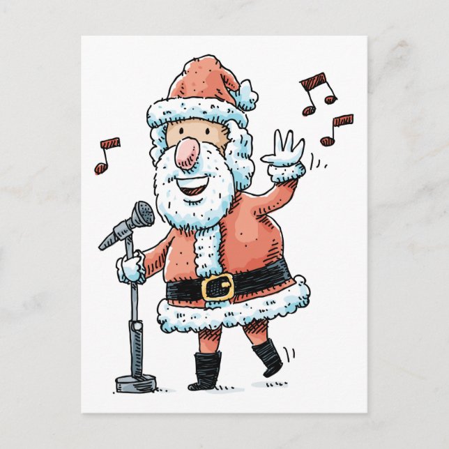 Singing Santa Claus Holiday Postcard (Front)