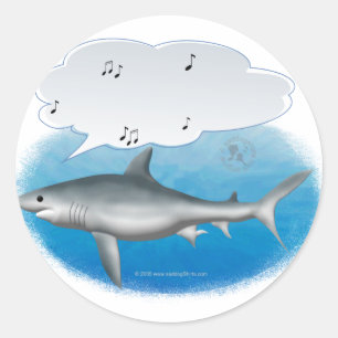 singing shark classic round sticker