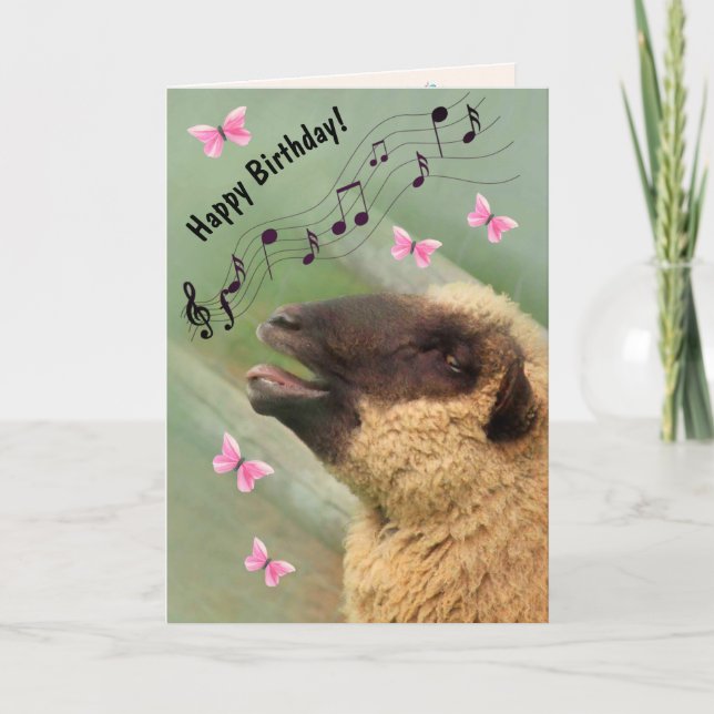 Singing Sheep Happy Birthday Card (Front)