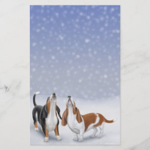 Singing Snow Bassets Stationery