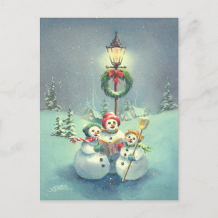 SINGING SNOWMEN by SHARON SHARPE Postcard